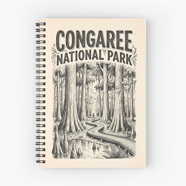 Item preview, Vintage Congaree National Park Poster - Black and White Art designed and sold by Wild Places Paper Co..