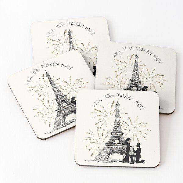 Item preview, Will You Marry Me Paris Proposal Silhouette Gold Fireworks designed and sold by HBBS DESIGNS.
