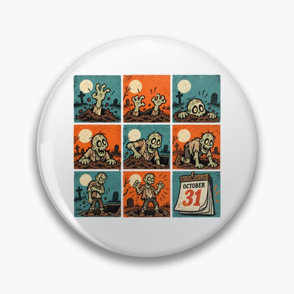 Item preview, Funny Retro Zombie Rising Graveyard Halloween Mascot Grid designed and sold by ElcastDesigns.