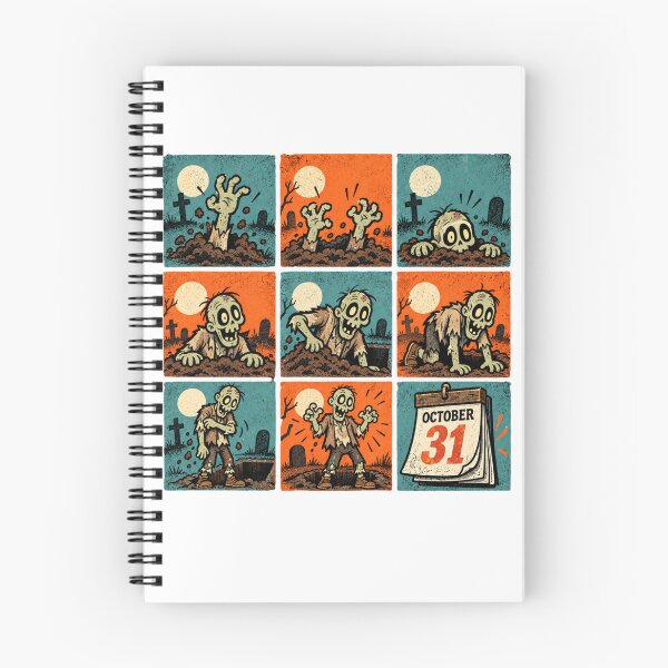Item preview, Funny Retro Zombie Rising Graveyard Halloween Mascot Grid designed and sold by ElcastDesigns.