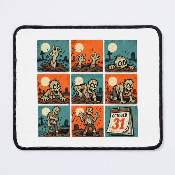 Item preview, Funny Retro Zombie Rising Graveyard Halloween Mascot Grid designed and sold by ElcastDesigns.