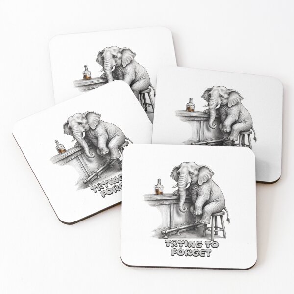 Item preview, Trying to Forget – Funny Elephant Bar Humor designed and sold by Classic Chaos Creations.
