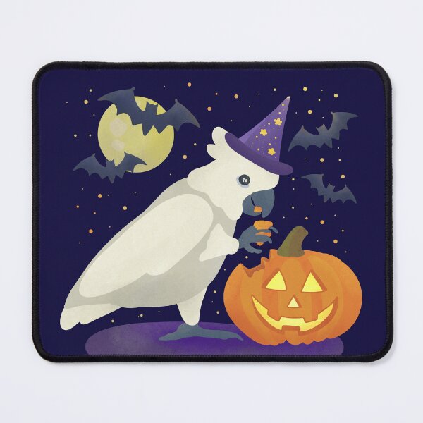 Item preview, Illustration of a Cockatoo eating a Halloween Pumpkin designed and sold by FandomizedRose.