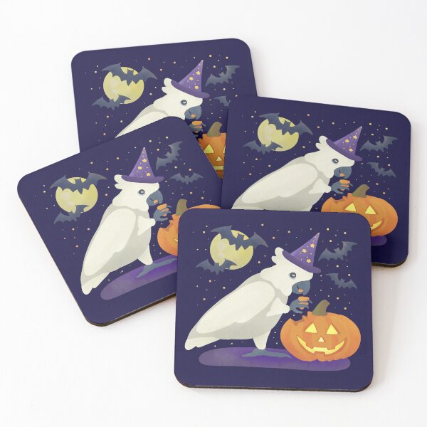 Item preview, Illustration of a Cockatoo eating a Halloween Pumpkin designed and sold by FandomizedRose.