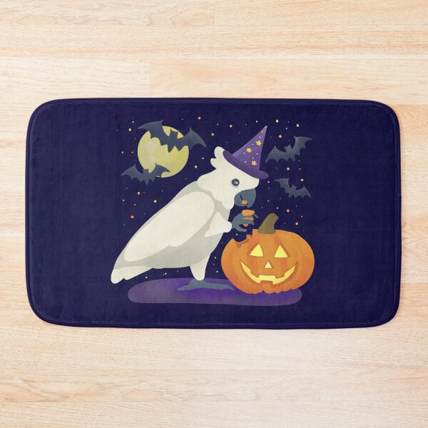 Item preview, Illustration of a Cockatoo eating a Halloween Pumpkin designed and sold by FandomizedRose.