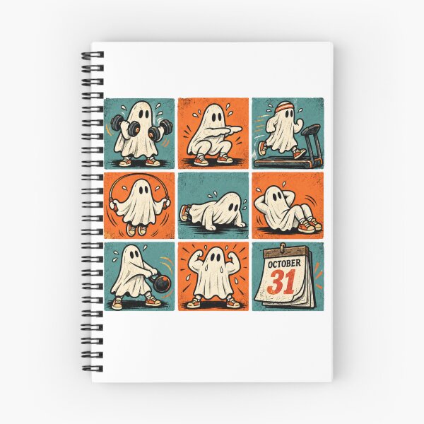 Item preview, Funny Ghost Workout Gym Fitness Halloween Mascot Grid designed and sold by ElcastDesigns.