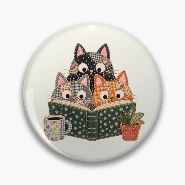 Item preview, Cozy Cats Reading Book Cottagecore Plants Coffee Patchwork designed and sold by SunfullyYours.