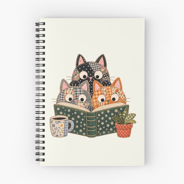 Item preview, Cozy Cats Reading Book Cottagecore Plants Coffee Patchwork designed and sold by SunfullyYours.