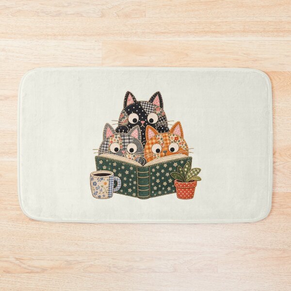Item preview, Cozy Cats Reading Book Cottagecore Plants Coffee Patchwork designed and sold by SunfullyYours.
