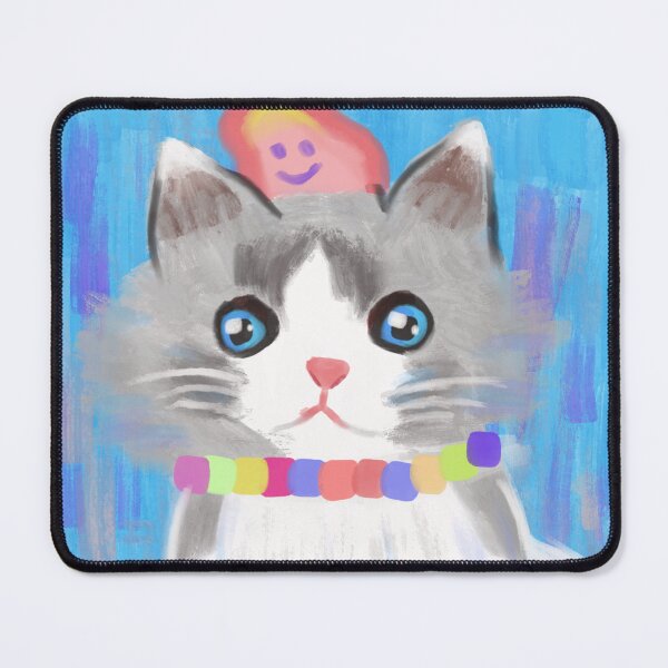 Item preview, Fluffy Rainbow Cat in Smiley Beanie designed and sold by littlenumfu2469.