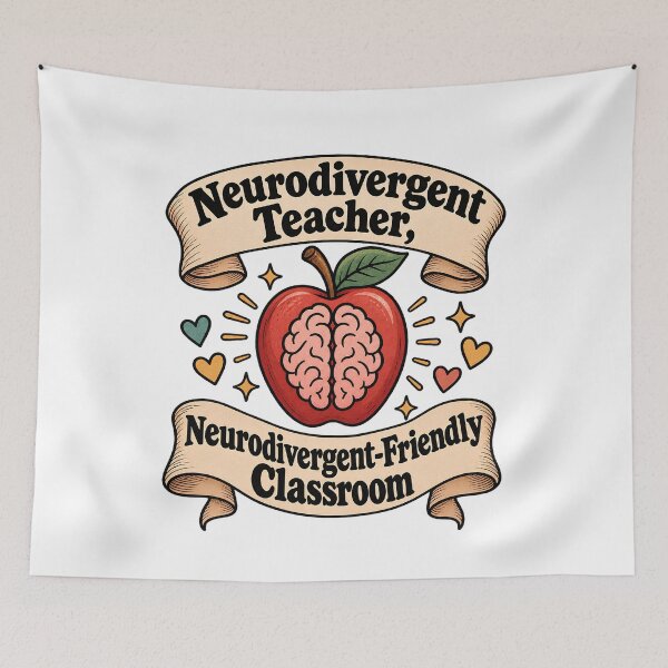 Item preview, Neurodivergent Teacher, Neurodivergent Friendly Classroom - Apple Brain Teacher designed and sold by Neurospicy Trolls.