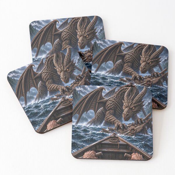 Item preview, Rope Dragon Breaking a Boat in Stormy Sea designed and sold by JUTElCONIC.