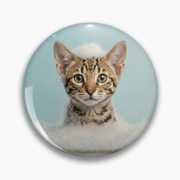 Item preview, Baby Ocicat Bubble Bath Cute Nursery Bathroom Wall Art designed and sold by LazyOwlStore.
