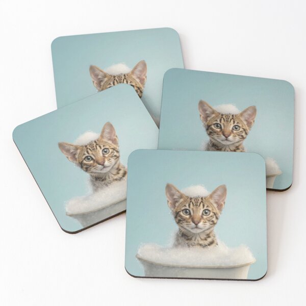 Item preview, Baby Ocicat Bubble Bath Cute Nursery Bathroom Wall Art designed and sold by LazyOwlStore.