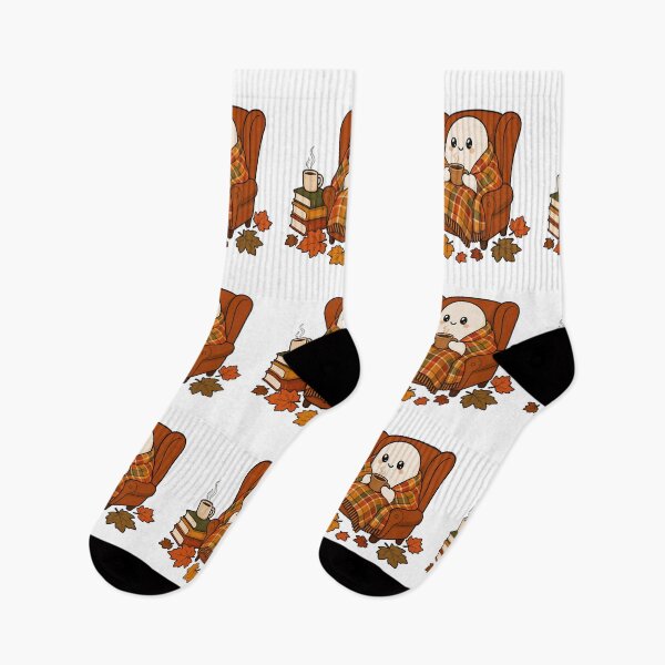 Item preview, Cozy Ghost with Coffee - Kawaii Autumn Reading Nook designed and sold by VibePrintsHub.