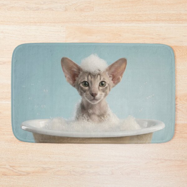 Artikelvorschau, Baby Oriental Shorthair Schaumbad Kinderzimmer Badezimmer Kunst entworfen und verkauft von LazyOwlStore.