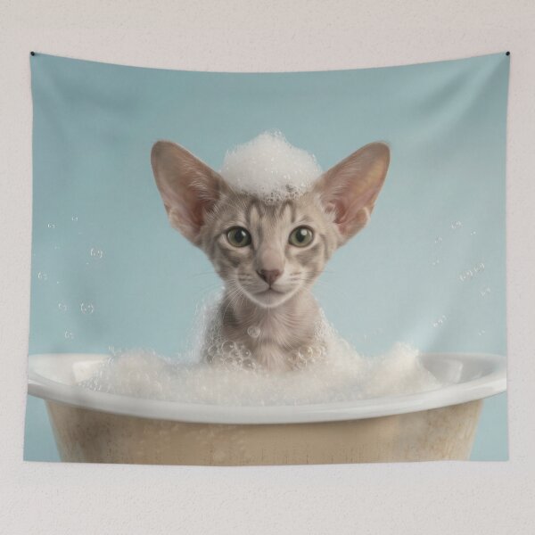 Item preview, Baby Oriental Shorthair Bubble Bath Nursery Bathroom Art designed and sold by LazyOwlStore.
