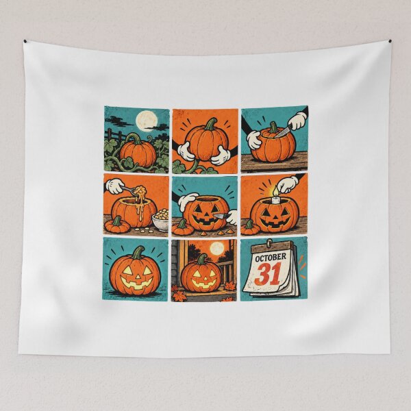 Item preview, How To Carve A Jackolantern Halloween Pumpkin Grid designed and sold by ElcastDesigns.