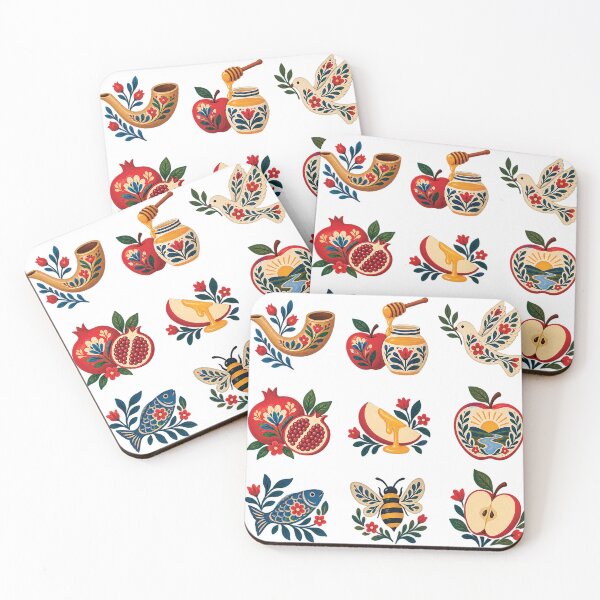 Item preview, Rosh Hashanah Folk Art Symbol Set designed and sold by Gold Turtle  Lina.
