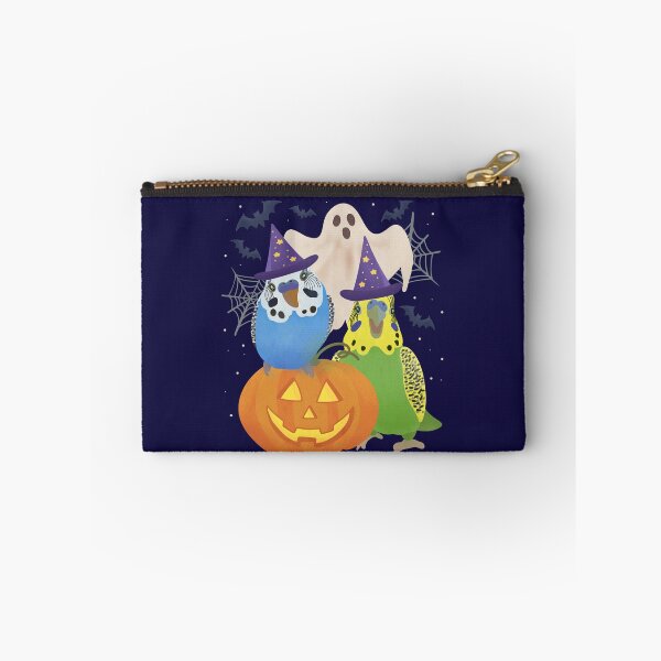 Item preview, Illustration of a blue budgie and green budgie with halloween decor designed and sold by FandomizedRose.