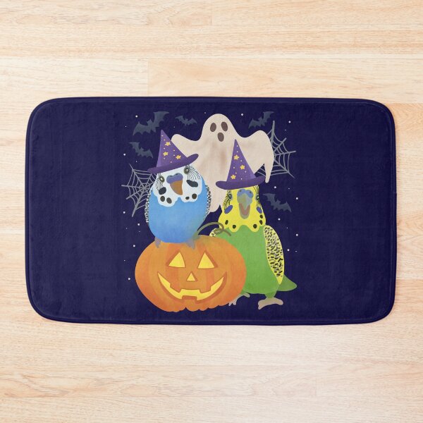 Item preview, Illustration of a blue budgie and green budgie with halloween decor designed and sold by FandomizedRose.