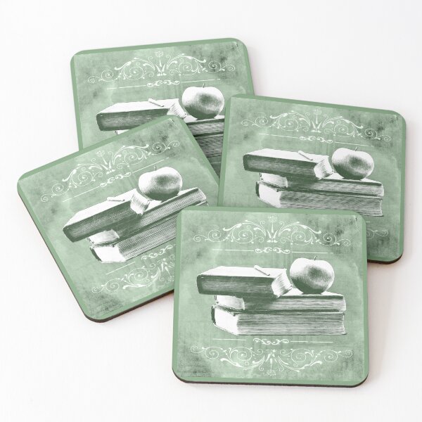 Item preview, Green Antique Books Stacked With Apple and Chalk designed and sold by Ghoul Enterprises.
