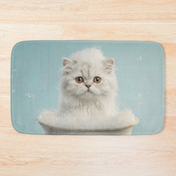 Item preview, Baby Persian Cat Bubble Bath Cute Nursery Bathroom Art designed and sold by LazyOwlStore.