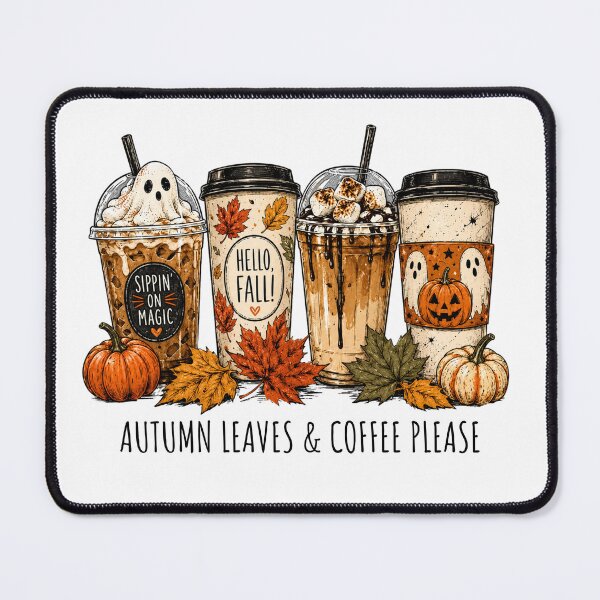 Item preview, Cozy Fall Coffee Drinks Ghosts Autumn Iced Latte Hello Fall Halloween designed and sold by Evercrest Life.