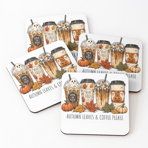 Item preview, Cozy Fall Coffee Drinks Ghosts Autumn Iced Latte Hello Fall Halloween designed and sold by Evercrest Life.