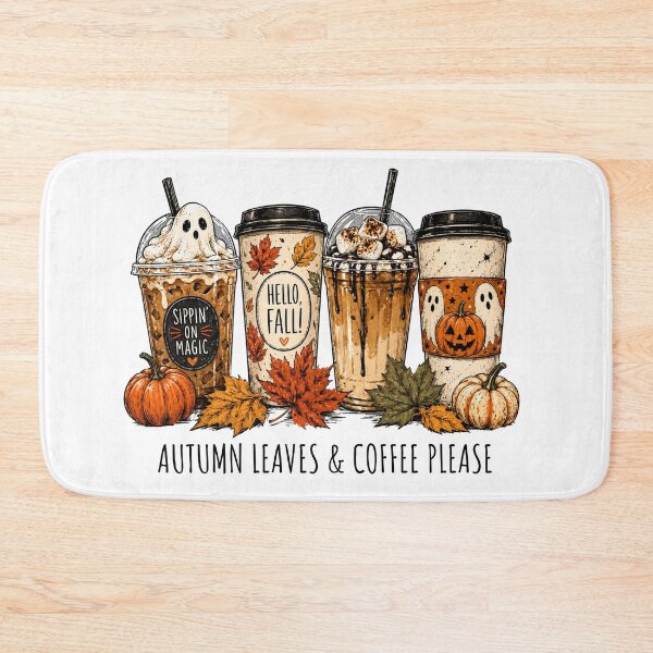 Item preview, Cozy Fall Coffee Drinks Ghosts Autumn Iced Latte Hello Fall Halloween designed and sold by Evercrest Life.