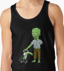 Boston Terrier Playing With Zombie Halloween Tank Top