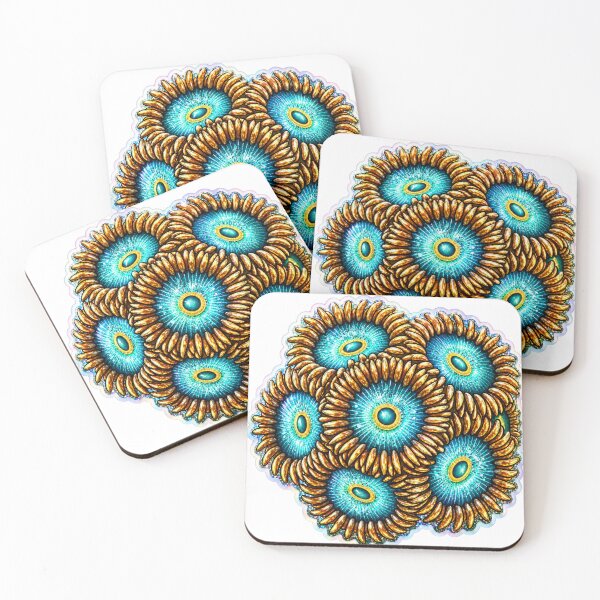 Item preview, Gold Zoanthid Colony Holographic Reef Coral Sticker designed and sold by KenworksDigital.