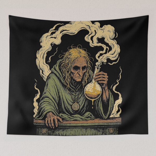 Item preview, Alchemist With Smoking Flask Print designed and sold by The Mellonaire.