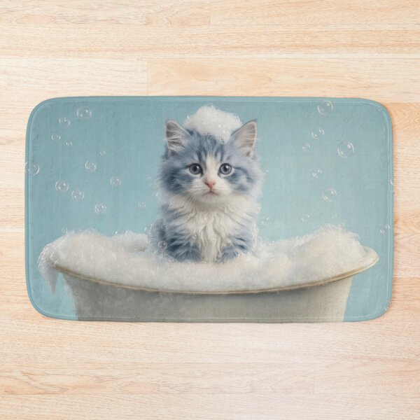 Item preview, Baby Ragamuffin Cat Bubble Bath Nursery Bathroom Art designed and sold by LazyOwlStore.