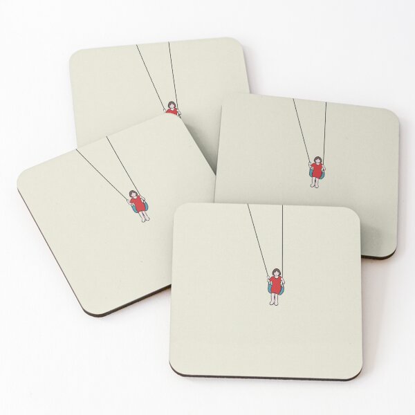 Item preview, Minimalist Girl on Swing Illustration | Red Dress Simple Line Art designed and sold by Elite Wall Art.
