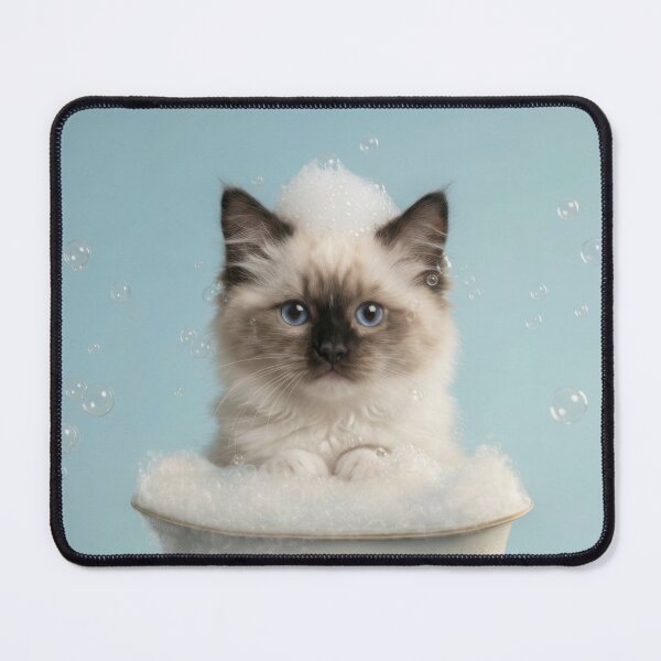Item preview, Baby Ragdoll Cat Bubble Bath Cute Nursery Bathroom Art designed and sold by LazyOwlStore.