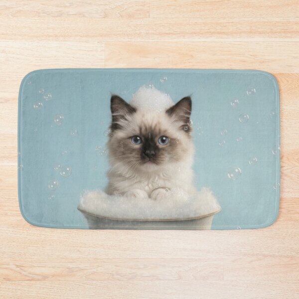 Item preview, Baby Ragdoll Cat Bubble Bath Cute Nursery Bathroom Art designed and sold by LazyOwlStore.
