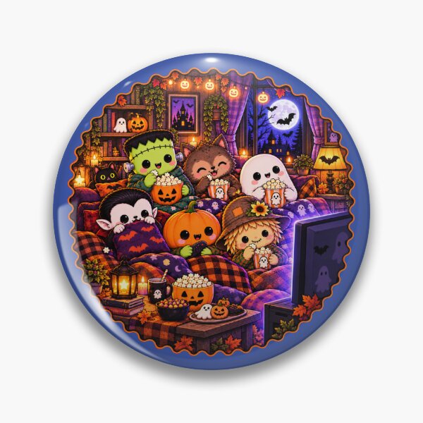 Item preview, Kawaii Halloween Movie Night – Cute Frankenstein Ghost Vampire Pumpkin & Spooky Friends Design designed and sold by ALH Apparel.