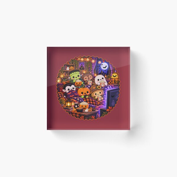 Item preview, Kawaii Halloween Movie Night – Cute Frankenstein Ghost Vampire Pumpkin & Spooky Friends Design designed and sold by ALH Apparel.