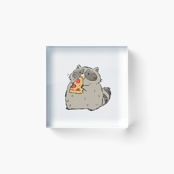 Item preview, Cute Chubby Raccoon Eating Pizza Slice | Wholesome Trash Panda Art designed and sold by kuwagatamushi.