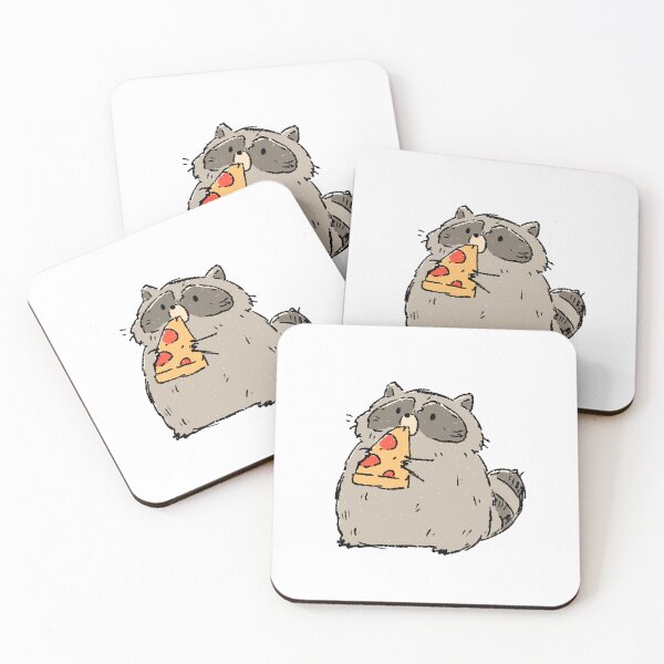 Item preview, Cute Chubby Raccoon Eating Pizza Slice | Wholesome Trash Panda Art designed and sold by kuwagatamushi.