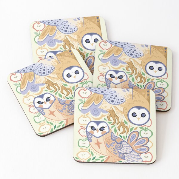 Item preview, Tyto Alba Barn Owls Folk Art Illustration designed and sold by DesignByUmza.