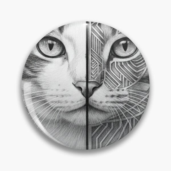 Item preview, Black and White Geometric Cat Portrait designed and sold by DukeNiko.