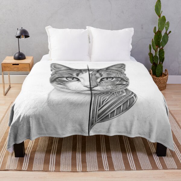 Item preview, Black and White Geometric Cat Portrait designed and sold by DukeNiko.