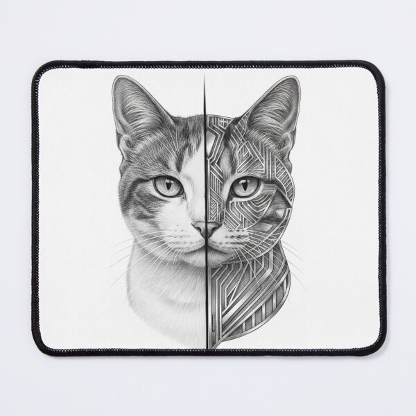 Item preview, Black and White Geometric Cat Portrait designed and sold by DukeNiko.