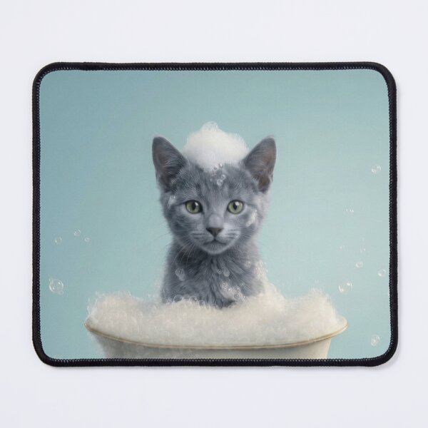 Item preview, Baby Russian Blue Bubble Bath Cute Nursery Bathroom Art designed and sold by LazyOwlStore.