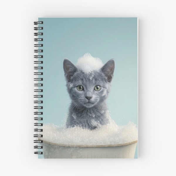 Item preview, Baby Russian Blue Bubble Bath Cute Nursery Bathroom Art designed and sold by LazyOwlStore.
