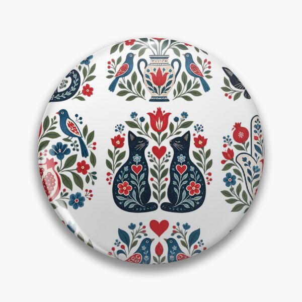 Item preview, Folk Art Black Cat Bird Collection designed and sold by Gold Turtle  Lina.