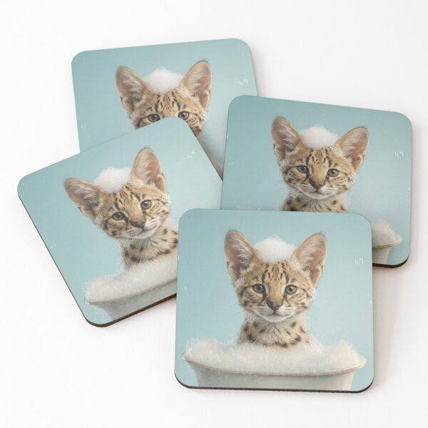Item preview, Baby Savannah Cat Bubble Bath Cute Nursery Bathroom Art designed and sold by LazyOwlStore.