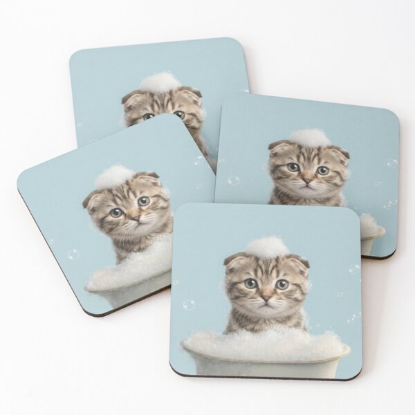 Item preview, Baby Scottish Fold Bubble Bath Cute Nursery Bathroom Art designed and sold by LazyOwlStore.